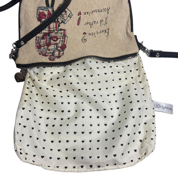 Brighton Beige Canvas Crossbody Bag Yorkie Scottie Purse Y2K Vintage Handbag - Picture 10 of 12